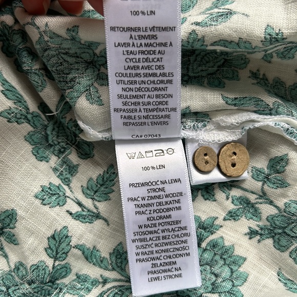 Cynthia Rowley Women Linen 1X Top Blouse White Green Floral Pullover NWT - Picture 9 of 11